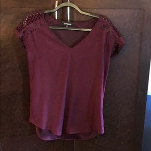 Express silk maroon shirt sleeve blouse